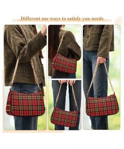 Shoulder Bag for Women Purse Clutch Red Plaid Pattern(1) Chain Shoulder Tote Handbag with Zipper Closure(236ya8a) $15.68 Shou...