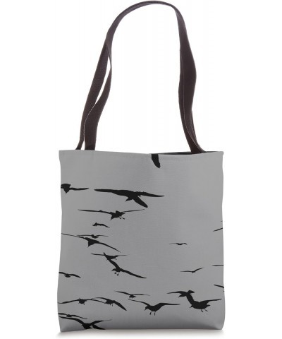 Happy Seagulls Flying In The Sky Black Silhouette Tote Bag $9.40 Totes