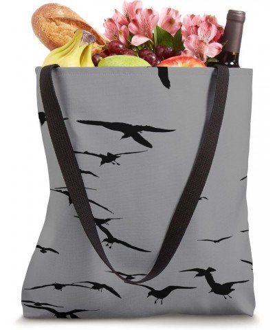 Happy Seagulls Flying In The Sky Black Silhouette Tote Bag $9.40 Totes