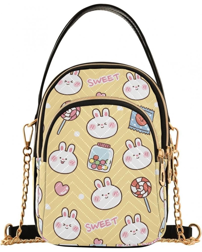 Cute Rabbit with Sweet Quilted Crossbody Bag for Women, Small Cell Phone Bag Shoulder Handbags Purse with Leather Strap $11.1...