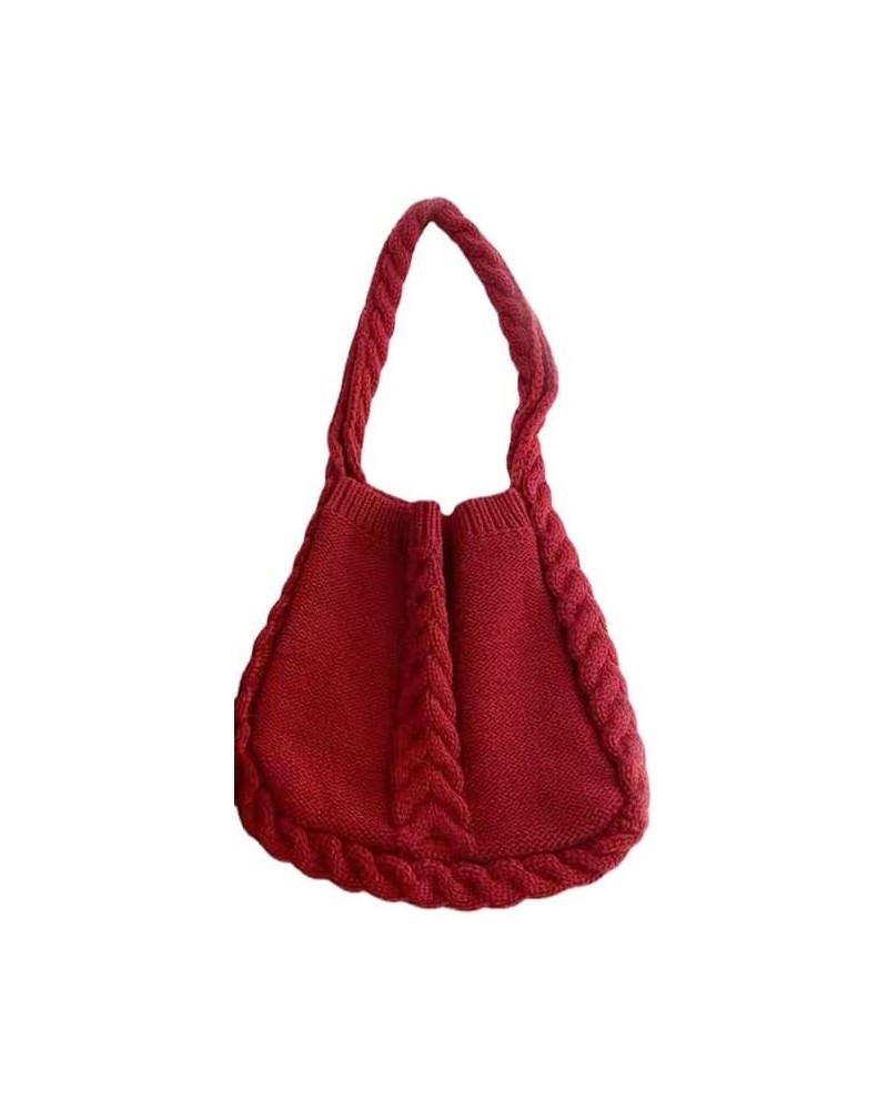 2022 New Women's Shoulder Tote Bag, Aesthetic Wandering Bag, Y2K Tote Bag, Knitted Tote Bag (Red twist) $18.14 Totes