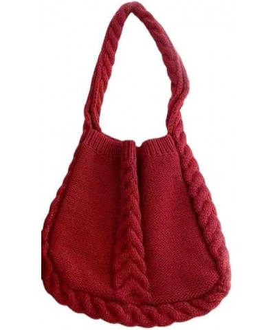 2022 New Women's Shoulder Tote Bag, Aesthetic Wandering Bag, Y2K Tote Bag, Knitted Tote Bag (Red twist) $18.14 Totes