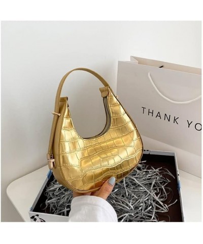 Y2k Silver Purse for Women Y2k Silver Bag Metallic Purse Small Hobo Bag Silver Handbag Evening Shoulder Bag (Frosted Gold) Br...