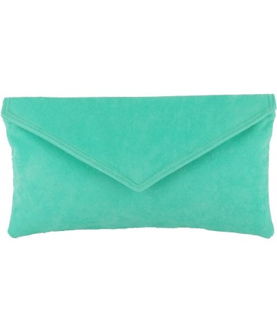 Womens Neat Envelope Faux Suede Clutch Bag/Shoulder Bag Mint Green $20.24 Clutches