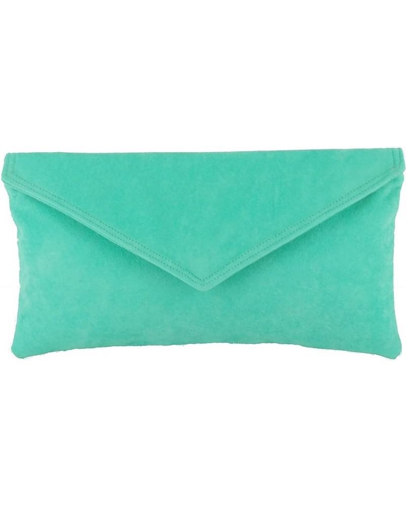 Womens Neat Envelope Faux Suede Clutch Bag/Shoulder Bag Mint Green $20.24 Clutches