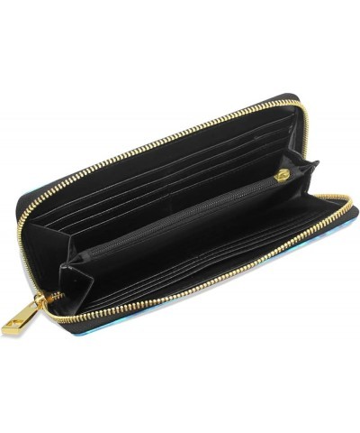 Turquoise Leather Long Wallet Organizer with Zipper Purse Clutch Bag for Women Men 4.13"(L) x 7.48"(W) Multi 12 $17.84 Clutches