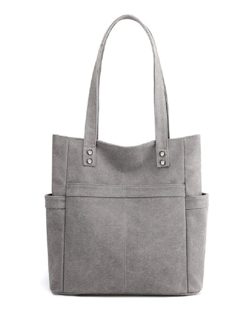 Shoulder Handbags for Women Canvas Hobo Purse Medium Satchel Bag Casual Shopper Travel Bag Grey $15.00 Hobo Bags