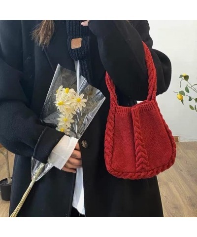 2022 New Women's Shoulder Tote Bag, Aesthetic Wandering Bag, Y2K Tote Bag, Knitted Tote Bag (Red twist) $18.14 Totes