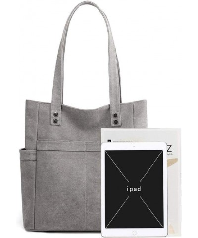 Shoulder Handbags for Women Canvas Hobo Purse Medium Satchel Bag Casual Shopper Travel Bag Grey $15.00 Hobo Bags