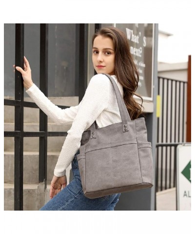 Shoulder Handbags for Women Canvas Hobo Purse Medium Satchel Bag Casual Shopper Travel Bag Grey $15.00 Hobo Bags