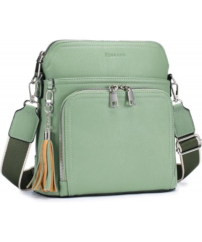 Crossbody Bag for Women,Lightweight Medium Crossbody Purse Soft Leather Women's Shoulder Handbags with Tassel Green $16.38 Cr...