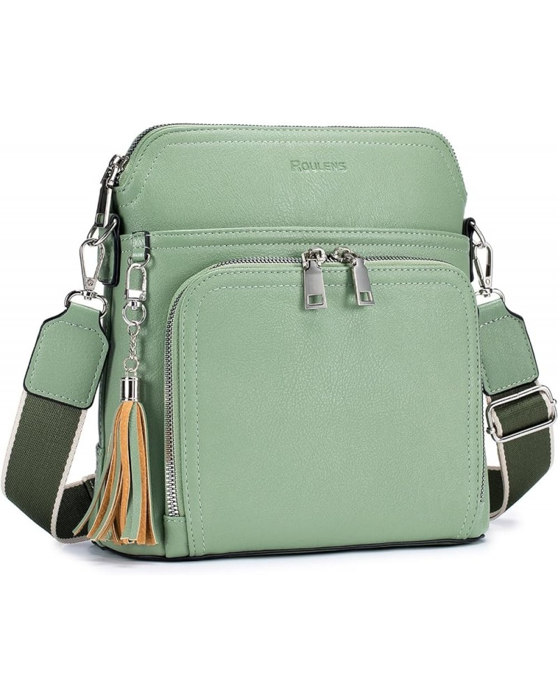 Crossbody Bag for Women,Lightweight Medium Crossbody Purse Soft Leather Women's Shoulder Handbags with Tassel Green $16.38 Cr...