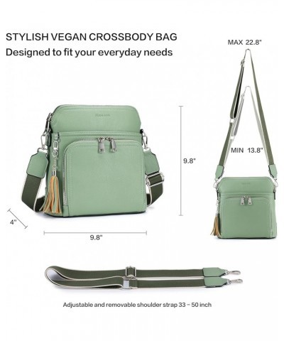 Crossbody Bag for Women,Lightweight Medium Crossbody Purse Soft Leather Women's Shoulder Handbags with Tassel Green $16.38 Cr...