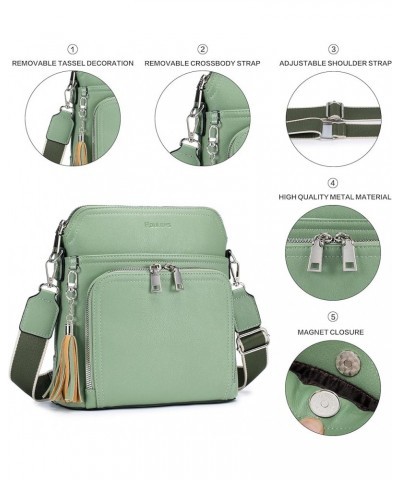 Crossbody Bag for Women,Lightweight Medium Crossbody Purse Soft Leather Women's Shoulder Handbags with Tassel Green $16.38 Cr...