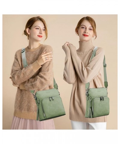 Crossbody Bag for Women,Lightweight Medium Crossbody Purse Soft Leather Women's Shoulder Handbags with Tassel Green $16.38 Cr...