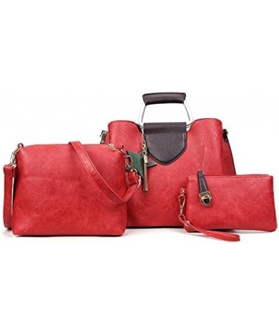 Handbags for Women Shoulder Bags Pendant Tote Satchel Hobo 3pcs Purse Set Grey Red $36.37 Totes