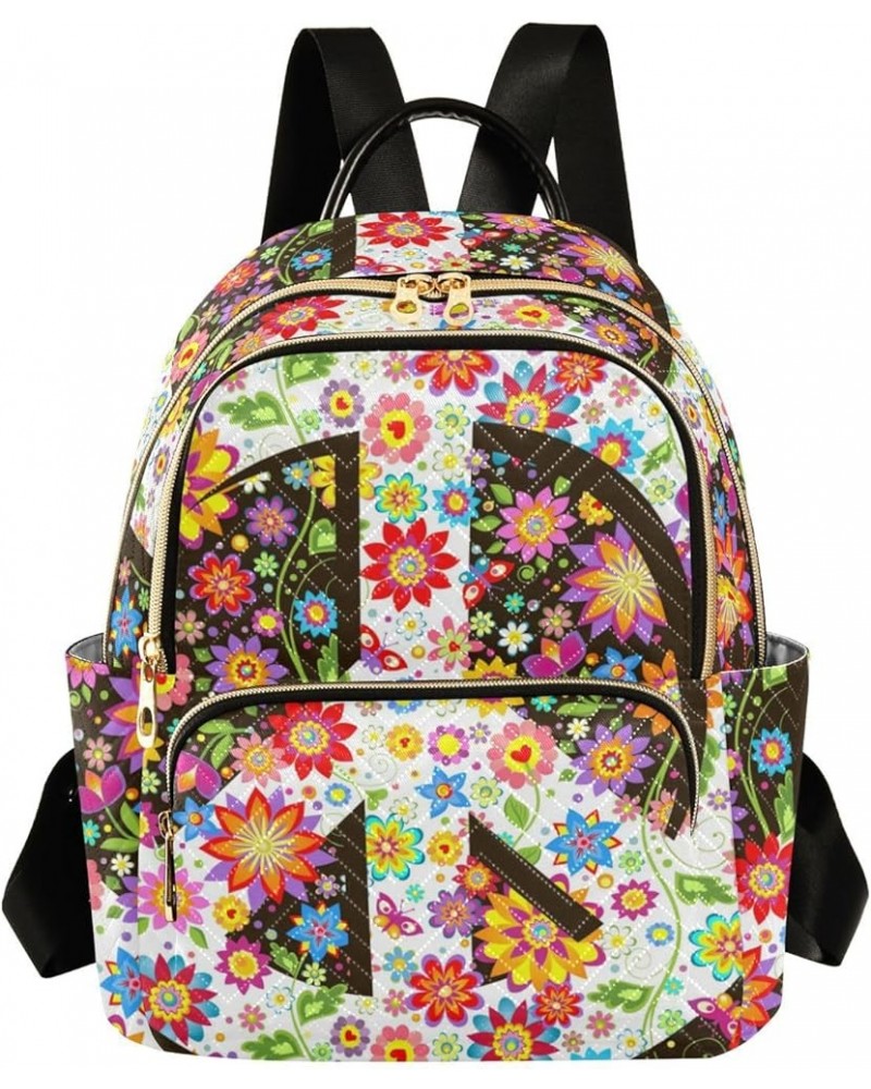 Peace Colorful Flowers Fashion Travel Backpack for Women Multi Pockets Lightweight Purse for Women-S Multicolor Small $17.97 ...