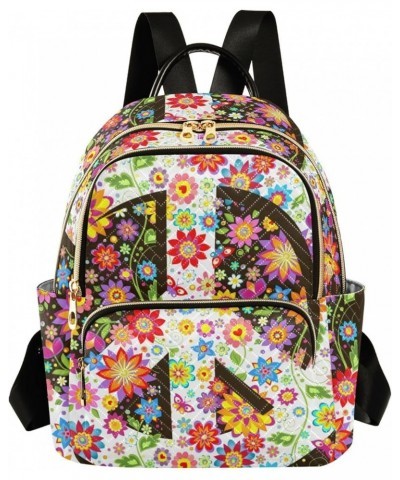 Peace Colorful Flowers Fashion Travel Backpack for Women Multi Pockets Lightweight Purse for Women-S Multicolor Small $17.97 ...