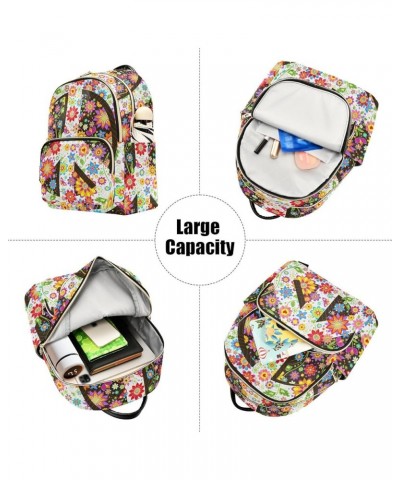 Peace Colorful Flowers Fashion Travel Backpack for Women Multi Pockets Lightweight Purse for Women-S Multicolor Small $17.97 ...