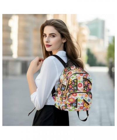 Peace Colorful Flowers Fashion Travel Backpack for Women Multi Pockets Lightweight Purse for Women-S Multicolor Small $17.97 ...