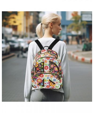 Peace Colorful Flowers Fashion Travel Backpack for Women Multi Pockets Lightweight Purse for Women-S Multicolor Small $17.97 ...