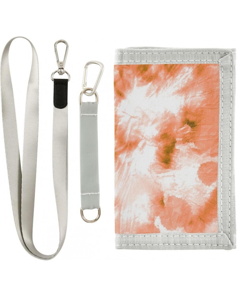 Rusty Abstract Tie Dye Trifold Wallet Fabric Wallet Small Nylon Wallet Card Wallet with Lanyard $8.50 Wallets