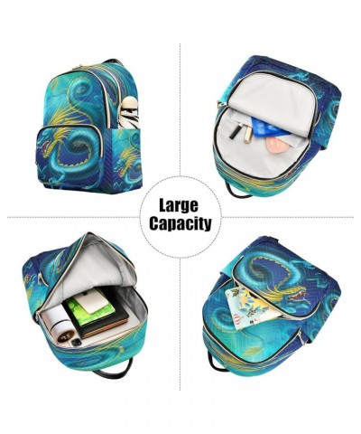 Blue Dragon Fire Women Backpack Purse Ladies Fashion Shoulder Bag Daypack Travel Bag 10L Small $16.10 Backpacks