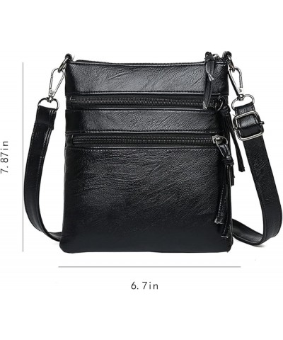 Crossbody Purse - Small Crossbody Bags for Women Multi Pocket Leather Travel Soft Shoulder Sling Purses Bags with Zipper E Bl...