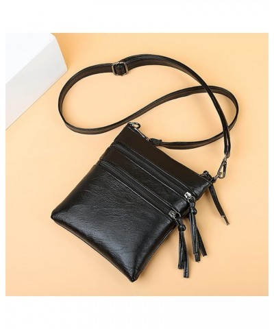 Crossbody Purse - Small Crossbody Bags for Women Multi Pocket Leather Travel Soft Shoulder Sling Purses Bags with Zipper E Bl...