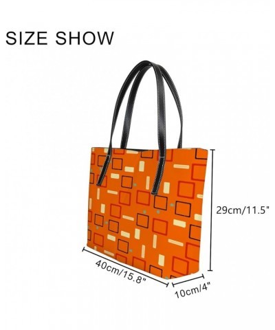 Women's Fashion Casual Handbag,PU Leather Large Capacity PC Work Bag,Travel Camping Picnic Single Shoulder Bag Orange Square ...