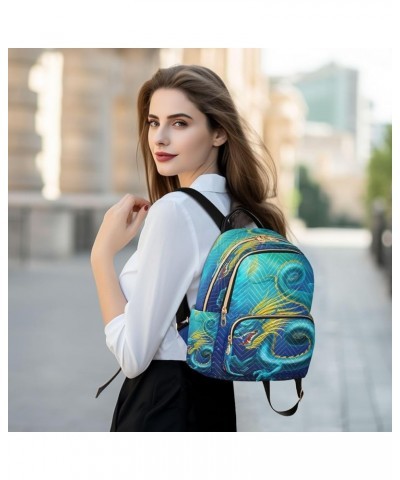 Blue Dragon Fire Women Backpack Purse Ladies Fashion Shoulder Bag Daypack Travel Bag 10L Small $16.10 Backpacks