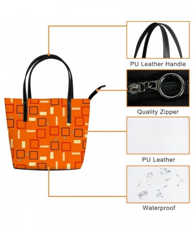 Women's Fashion Casual Handbag,PU Leather Large Capacity PC Work Bag,Travel Camping Picnic Single Shoulder Bag Orange Square ...