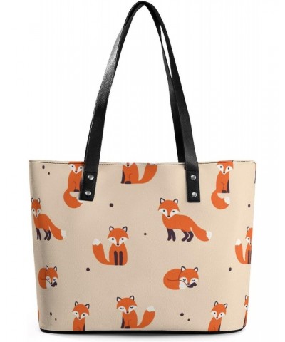 Womens Handbag Animal And Foxes Leather Tote Bag Top Handle Satchel Bags For Lady $14.70 Totes