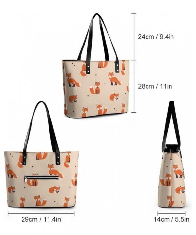 Womens Handbag Animal And Foxes Leather Tote Bag Top Handle Satchel Bags For Lady $14.70 Totes