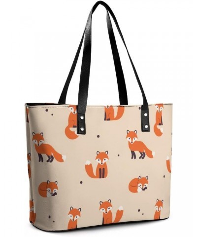 Womens Handbag Animal And Foxes Leather Tote Bag Top Handle Satchel Bags For Lady $14.70 Totes