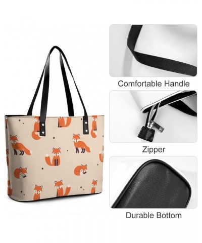 Womens Handbag Animal And Foxes Leather Tote Bag Top Handle Satchel Bags For Lady $14.70 Totes