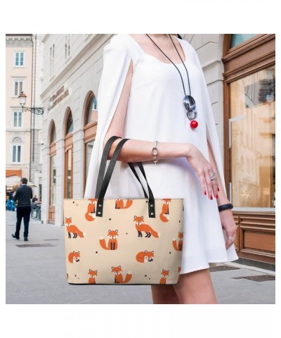 Womens Handbag Animal And Foxes Leather Tote Bag Top Handle Satchel Bags For Lady $14.70 Totes