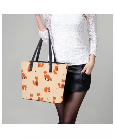 Womens Handbag Animal And Foxes Leather Tote Bag Top Handle Satchel Bags For Lady $14.70 Totes