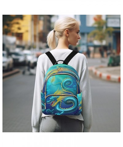 Blue Dragon Fire Women Backpack Purse Ladies Fashion Shoulder Bag Daypack Travel Bag 10L Small $16.10 Backpacks