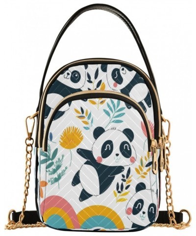 Quilted Crossbody Bags for Women,Panda Palying with Rainbow02 Women's Crossbody Handbags Small Travel Purses Phone Bag $10.78...