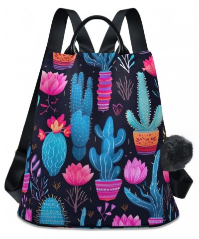 Blue Cactus Flower Womens Backpack Purse Travel Backpack Anti Theft Shoulder Bag Satchel Bags for Women Work Ladies Travel $1...