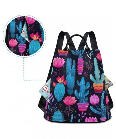 Blue Cactus Flower Womens Backpack Purse Travel Backpack Anti Theft Shoulder Bag Satchel Bags for Women Work Ladies Travel $1...