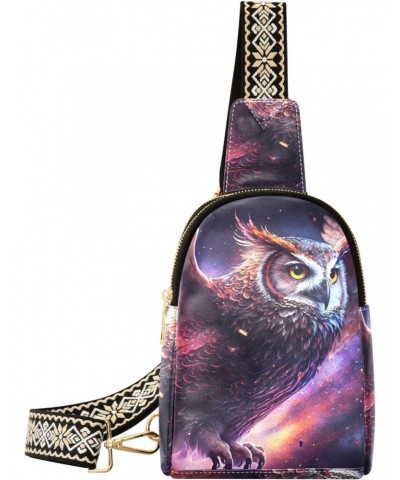 Women's Sling Bag Owl Space Style Print with Adjustable Strap Zipper Closure, PU Leather Water Resistant Crossbody Bag Purse ...