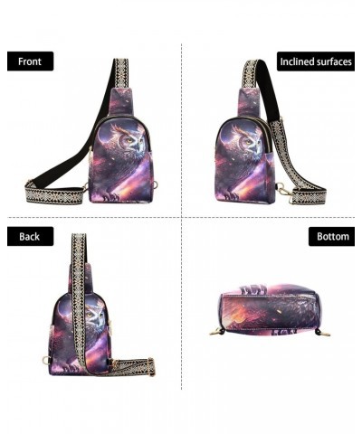 Women's Sling Bag Owl Space Style Print with Adjustable Strap Zipper Closure, PU Leather Water Resistant Crossbody Bag Purse ...