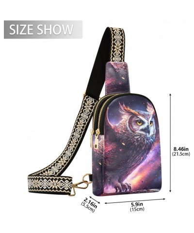 Women's Sling Bag Owl Space Style Print with Adjustable Strap Zipper Closure, PU Leather Water Resistant Crossbody Bag Purse ...