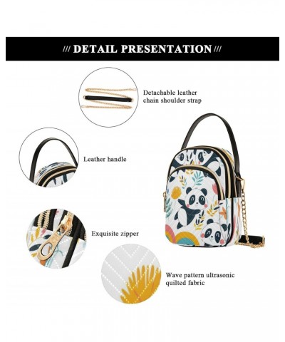 Quilted Crossbody Bags for Women,Panda Palying with Rainbow02 Women's Crossbody Handbags Small Travel Purses Phone Bag $10.78...