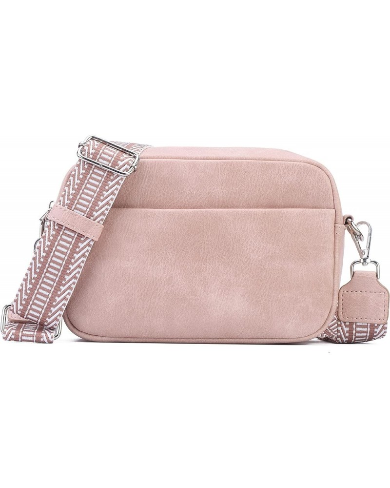 Small Crossbody Bag with Wide Guitar Strap Camera Purse Shoulder Handbag Satchel Pink $13.74 Satchels