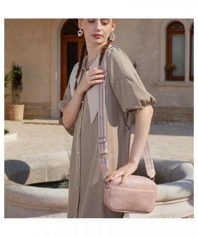 Small Crossbody Bag with Wide Guitar Strap Camera Purse Shoulder Handbag Satchel Pink $13.74 Satchels