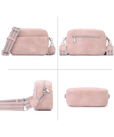 Small Crossbody Bag with Wide Guitar Strap Camera Purse Shoulder Handbag Satchel Pink $13.74 Satchels