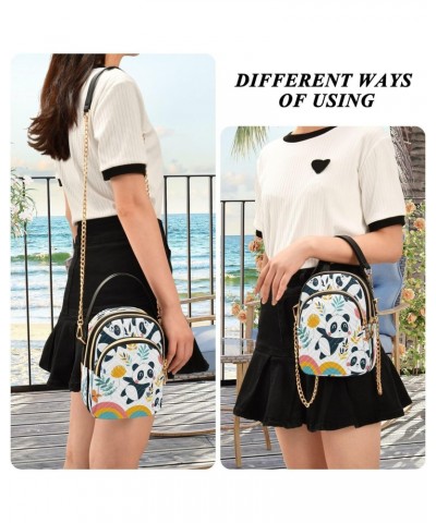 Quilted Crossbody Bags for Women,Panda Palying with Rainbow02 Women's Crossbody Handbags Small Travel Purses Phone Bag $10.78...